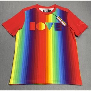 UGG T Shirt Mens Small U Pride UGG Logo Tee Rainbow LOVE Performance Stretch NEW